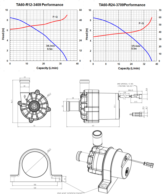 TA60E-cc 電動(dòng)汽車循環(huán)直流水泵